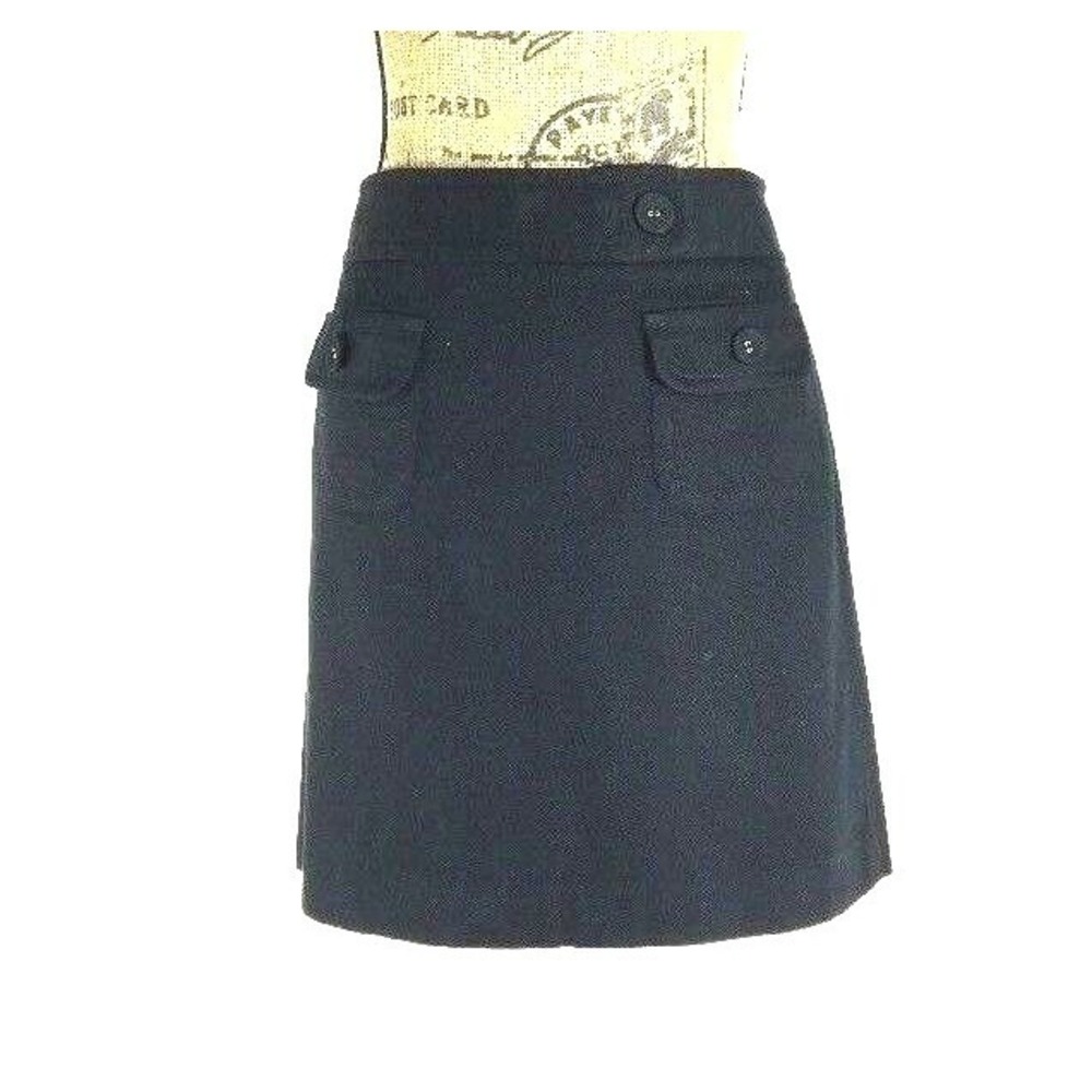 Ann Taylor‎ Loft Skirt 10 Black Woven Short 2 Pocket Straight Washable CUTE